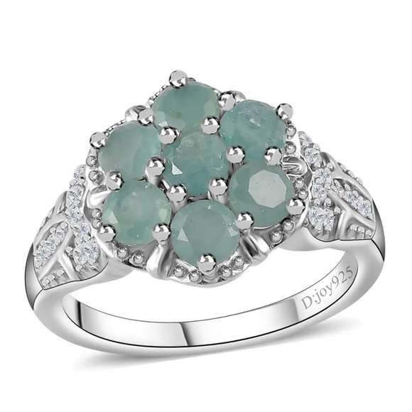 Premium, Rare, Grandidierite, White Zircon Floral Ring.  NWT - Picture 2 of 8